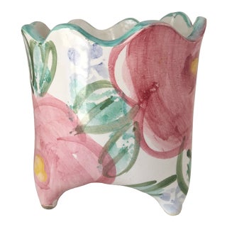 Pink and Green Ceramic Planter For Sale
