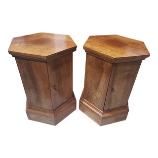 1830s Italian Hexagonal Pedestal Pilar Maple Cupboards End Tables - a Pair For Sale