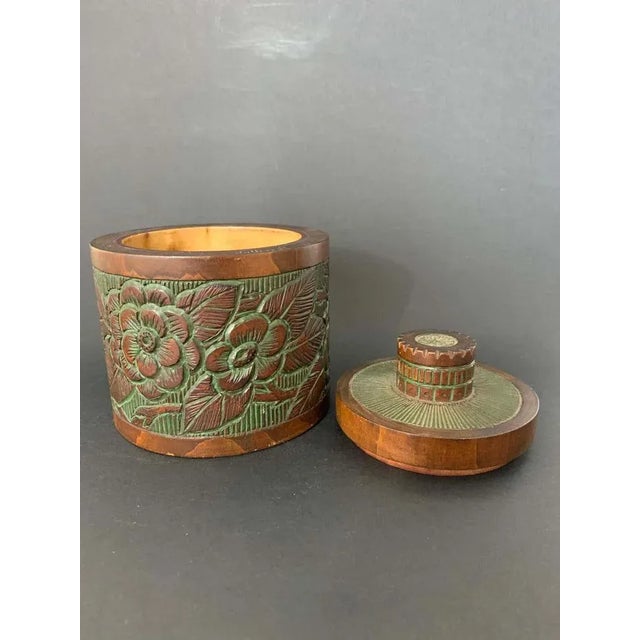 Art Deco Wooden Box with Green Paint, 1950s For Sale - Image 6 of 10