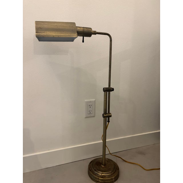Mid-Century Modern Vintage Adjustable Brass Pharmacy Floor Lamp With Patinated Finish For Sale - Image 3 of 12