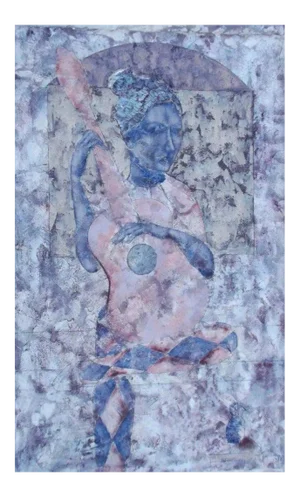 Sax Berlin "The Guitarist." Contemporary Figurative Oil Painting 1999
