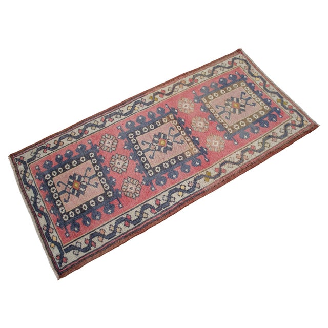 Textile 1970s Hand Knotted Door Mat, Entryway Rug, Bath Mat, Kitchen Decor, Small Rug, Turkish Rug - 1′10″ × 3′10″ For Sale - Image 7 of 13