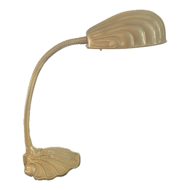 Vintage Flexible Gold Scallop Desk Lamp For Sale