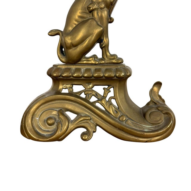 Antique Brass Fireplace 6015 Andirons, 1890s, Set of 2 For Sale - Image 10 of 11