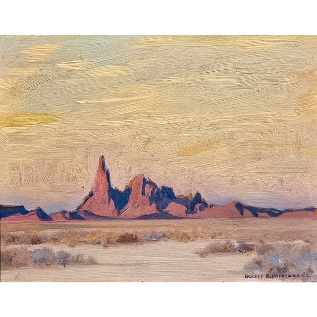 Alfred Richard Mitchell-Desert Landscape With Mountains -1930s Oil Painting For Sale - Image 4 of 12