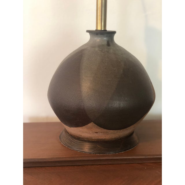 Mid 20th Century Vintage Mid-Century Large Flame Glaze Studio Pottery Lamp For Sale - Image 5 of 11
