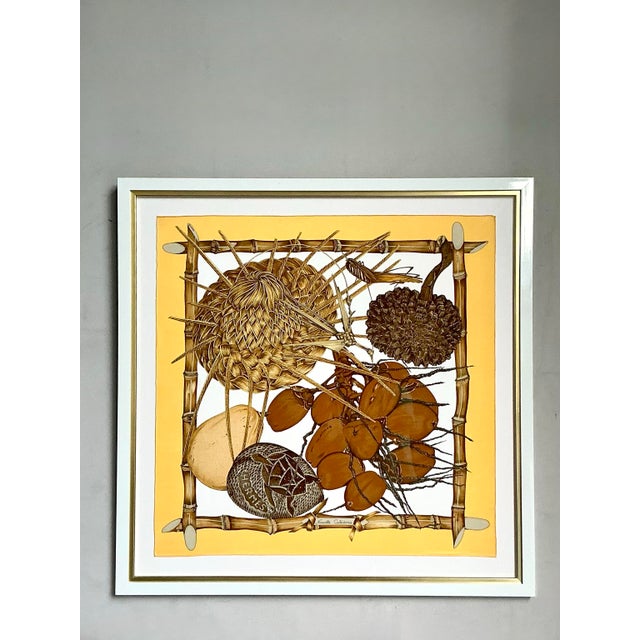 Vintage French Framed Hermes “Nouvelle Celedonie” Silk Scarf For Sale In West Palm - Image 6 of 10