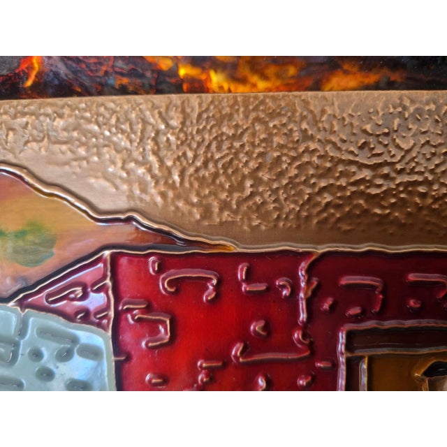 1950s Art Deco Enameled Copper Bas-Relief, Greece, 1950s For Sale - Image 5 of 10