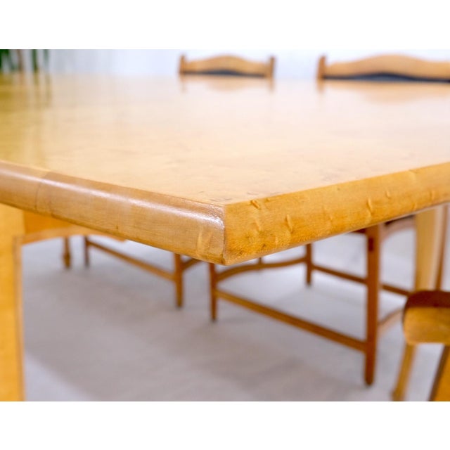 Late 20th Century Solid Curly Maple Table 6 Chairs Bench Hand Made Jointly Studio Dining Set For Sale - Image 13 of 18