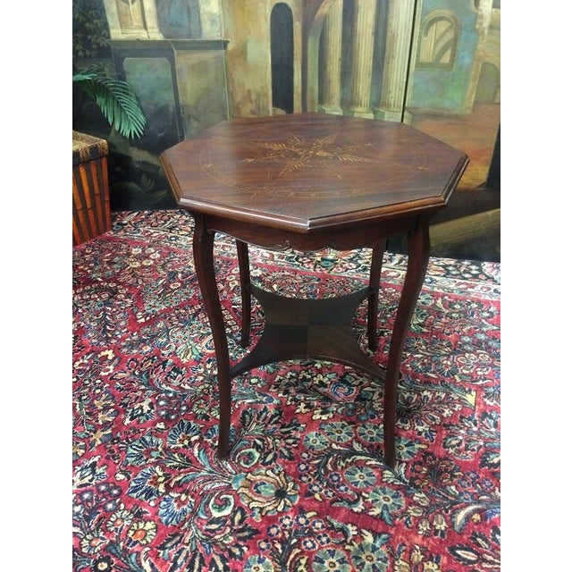 Brown Inlaid Center Table, Antique Center Table For Sale - Image 8 of 8