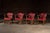 Traditional Late 20th Century Set of Four Tufted Leather Bankers Chairs in Red For Sale - Image 3 of 17