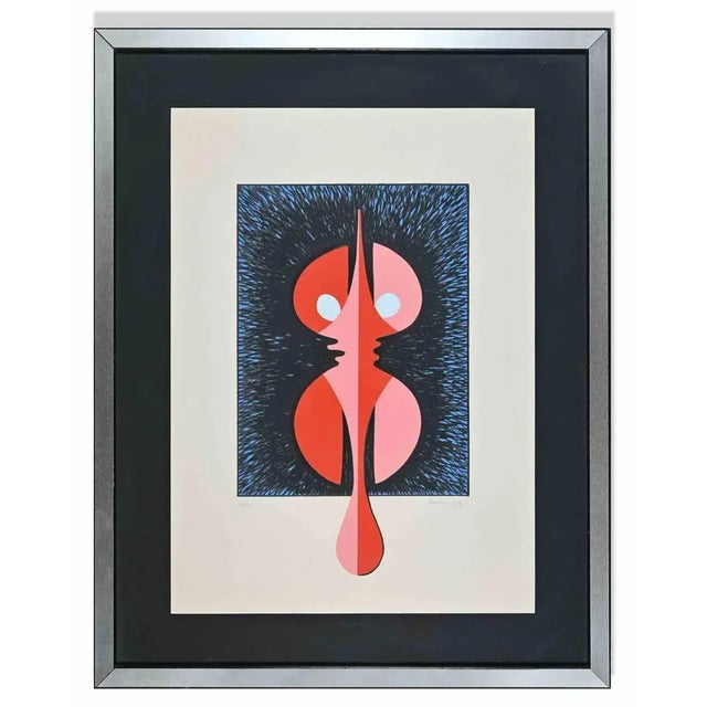 Modern Luisa Zamboni, Two Halves, Lithograph, 1970s, Framed For Sale - Image 3 of 3