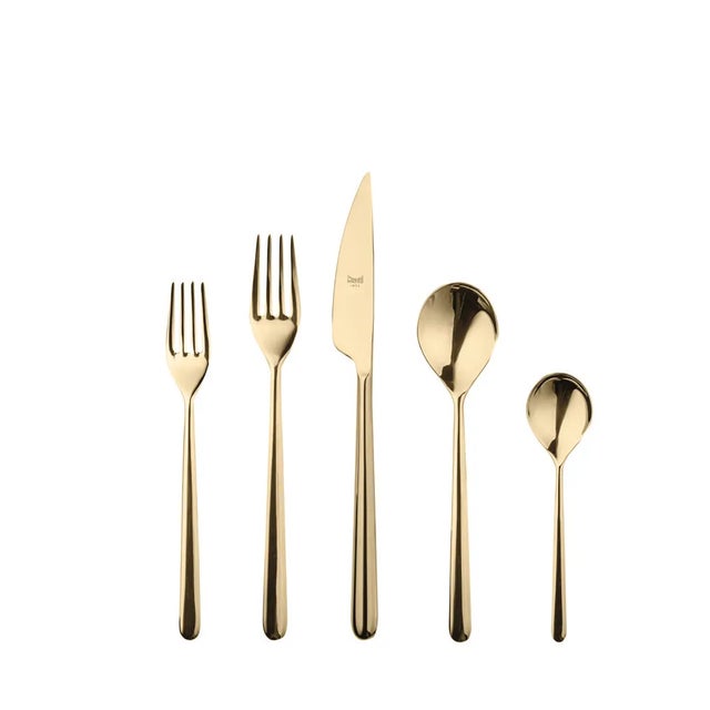 Contemporary Mepra Linea 20-Piece Flatware Set, Oro For Sale - Image 3 of 3