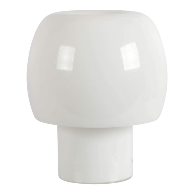 Modern Jurmo‑Style White Glass Mushroom Table Lamp With Sculptural Form For Sale
