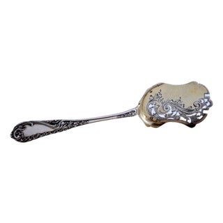 Silver Olive Spoon with Gilt and Engraved Handle For Sale