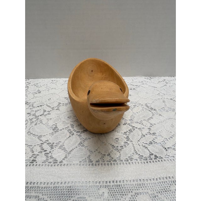 Petite Rustic Carved Wood Duck Bowl Trinket Tray For Sale - Image 4 of 8