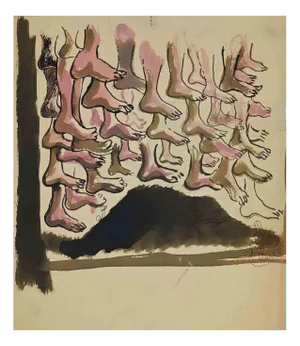 Mino Maccari, Feet, Original Watercolor and Ink, Mid-20th Century