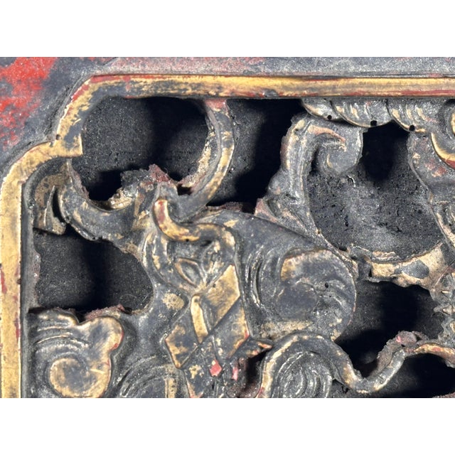 19th Century Antique Chinese Gilt Lacquered Qilin Architectural Panel For Sale - Image 5 of 17