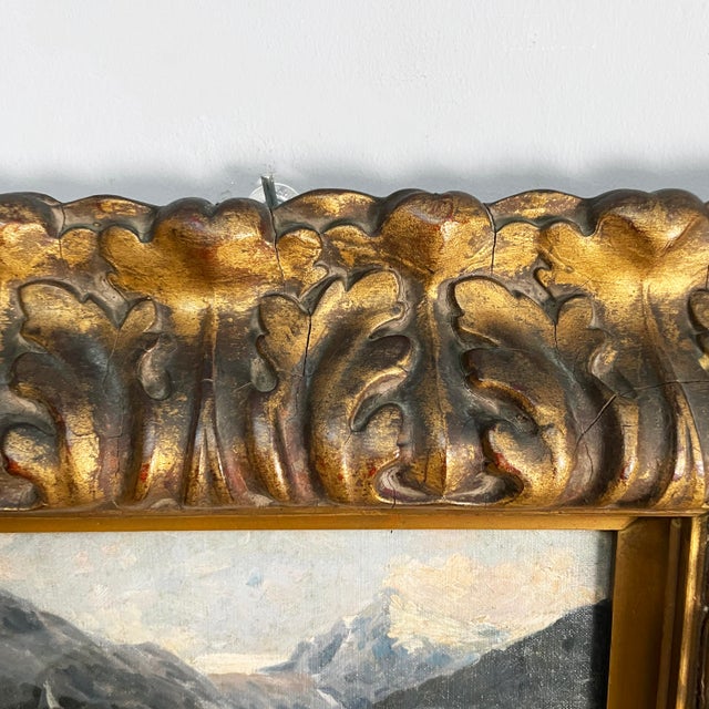 Blue Italian Artist, Mid-Century Modern Composition, Oil Painting, 1950s, Framed For Sale - Image 8 of 14