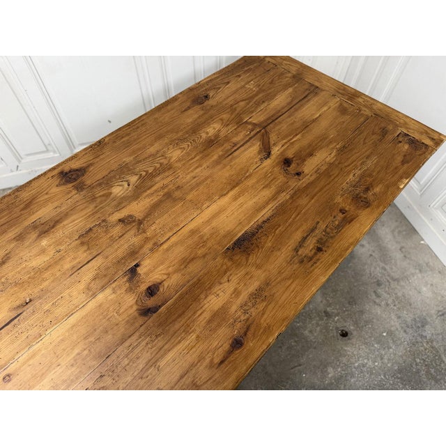 Wood Large Farmhouse Fir Table, 1950s For Sale - Image 7 of 10