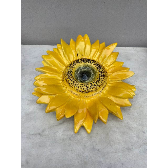 Rare Majolica Pink Sunflower Wall Pocket Delphin Massier, circa 1880.