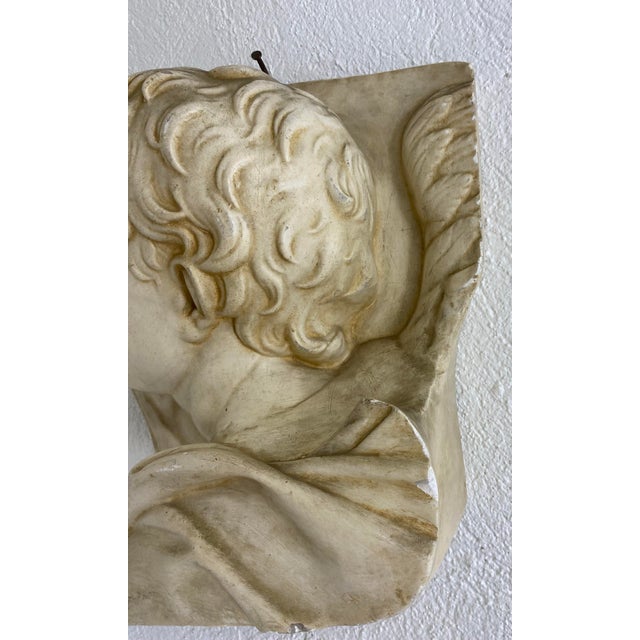 Sculpture Materials Mid-Century Italian Plaster Freeze of a Young Angel For Sale - Image 7 of 12