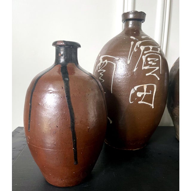 Early 20th Century Collection of Four Japanese Tanba Tokkuri Sake Bottles For Sale - Image 5 of 18