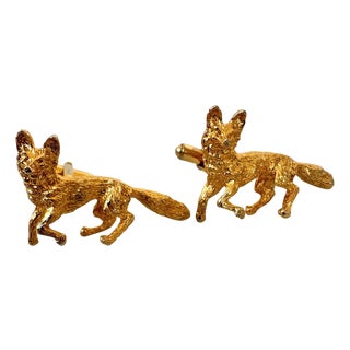 Vintage Gold Tone Fox Cufflinks For Sale