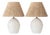 Vintage Spanish Ceramic Faux Wicker Table Lamps with New Jute Shades, 1970s, Set of 2 For Sale