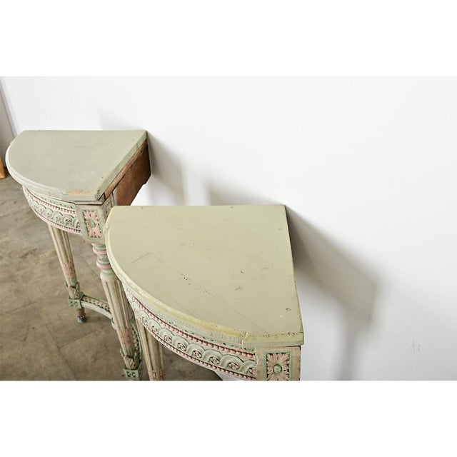 Early 20th Century French Pair of Early 20th Century Louis XVI Style Corner Tables For Sale - Image 5 of 15