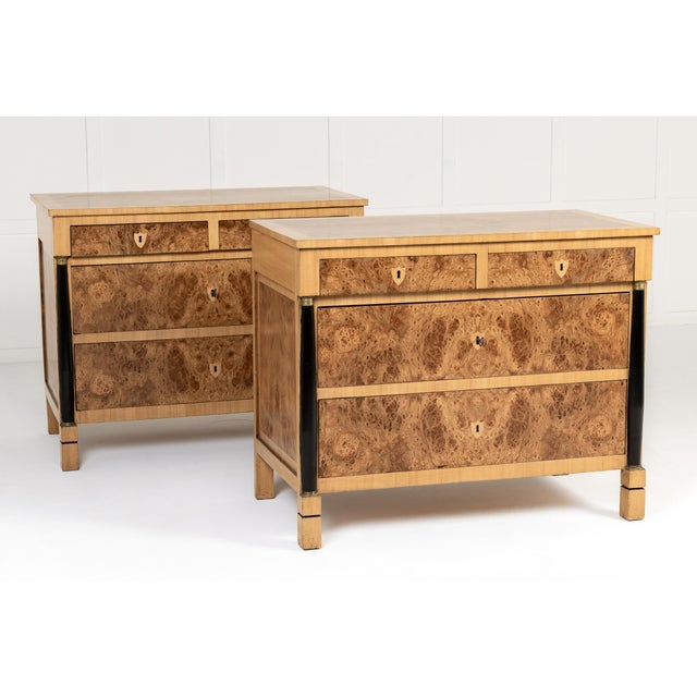 French Burr Elm Commodes, 19th Century, Set of 2 For Sale - Image 11 of 11
