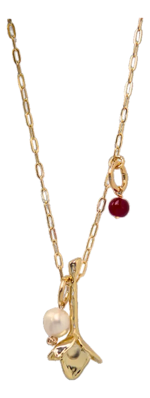 Flora Pendant Necklace - Red