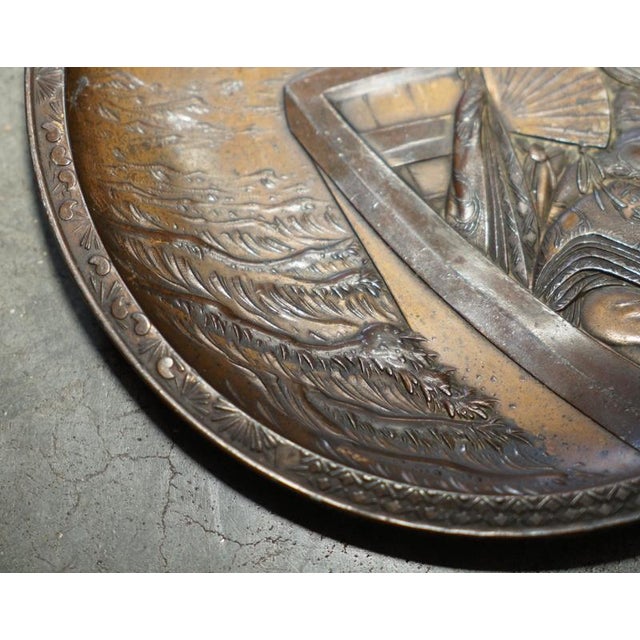 19th Century Antique Japanese Meiji Bronze Charger Plate, 1880 For Sale - Image 5 of 9