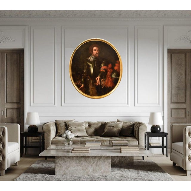 Workshop of Giovanni Bernardo Carbone, Portrait with Armor, 1670, Oil on Canvas, Framed For Sale - Image 10 of 12