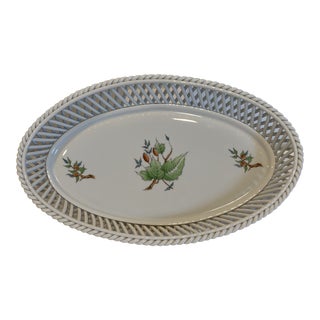 Vintage Herend Rosehip Pattern Basket Weave Tray For Sale