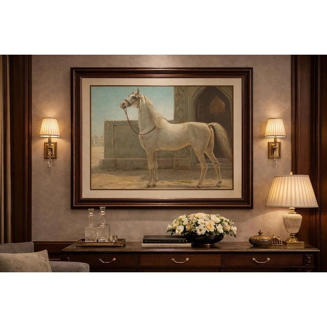 Antique Persian Horse Portrait 1898, Oriental Equestrian Wall Art This original antique colour lithograph from 1898...