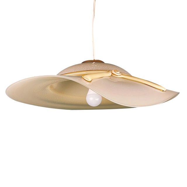 Murano Pendant Lamp in Shape of Wide Brim Hat, Italy, 1970s For Sale