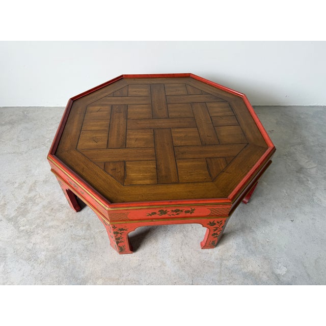 Vintage Baker Furniture Chinoiserie Style Octagonal Coffee Table For Sale In Miami - Image 6 of 18