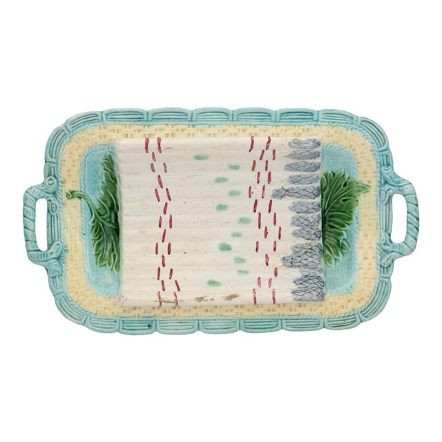 Antique French Majolica Asparagus Platter For Sale