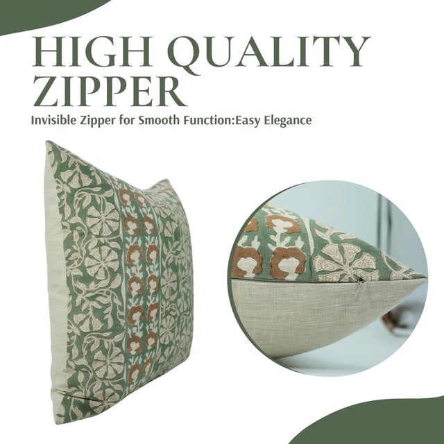 Contemporary Fabdivine 14x20 Inch Modern Boho Block Print Pillow Cushion Cover, Rudraksh Border For Sale - Image 3 of 4