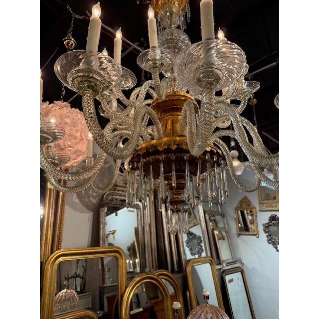19th Century Venetian Twist Glass Arm and Giltwood Chandelier For Sale - Image 12 of 14