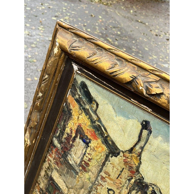 Large Oil On Canvas Of Paris Signed And Dated 1936. 107 X 82 Cms Frame has wear, see pics