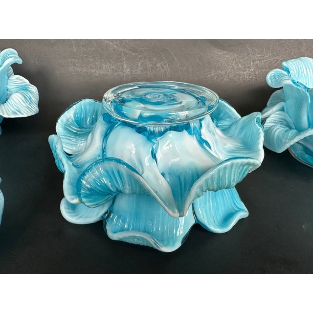 Fratelli Toso Italian Murano Glass Flower Petal Bowl Candle Votive Holders For Sale - Image 13 of 18