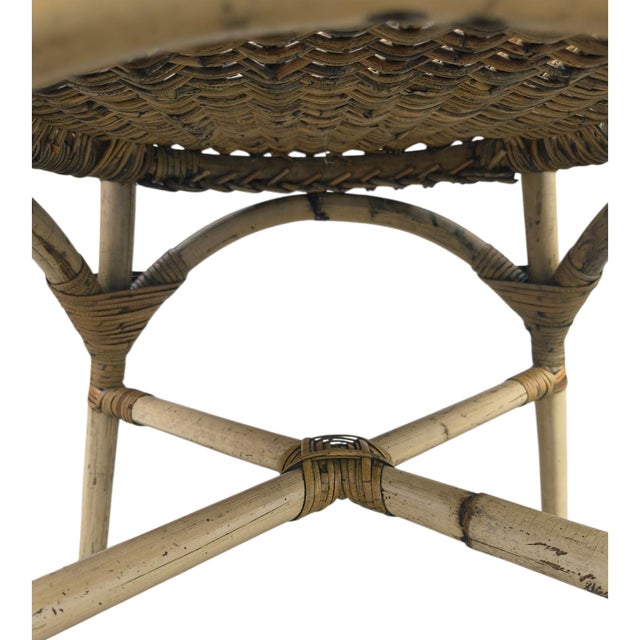 Vintage Mid Century Style Rattan and Wicker Accent Lounge Chair For Sale In Denver - Image 6 of 9