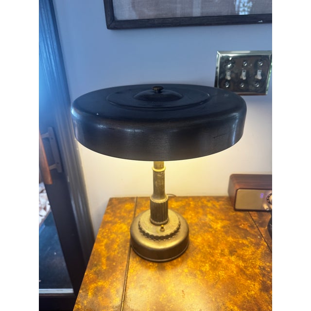 machine age lamp in the manner of American designer Gilbert Rohde (1894-1944) by Globe Electric. An impressive example of...