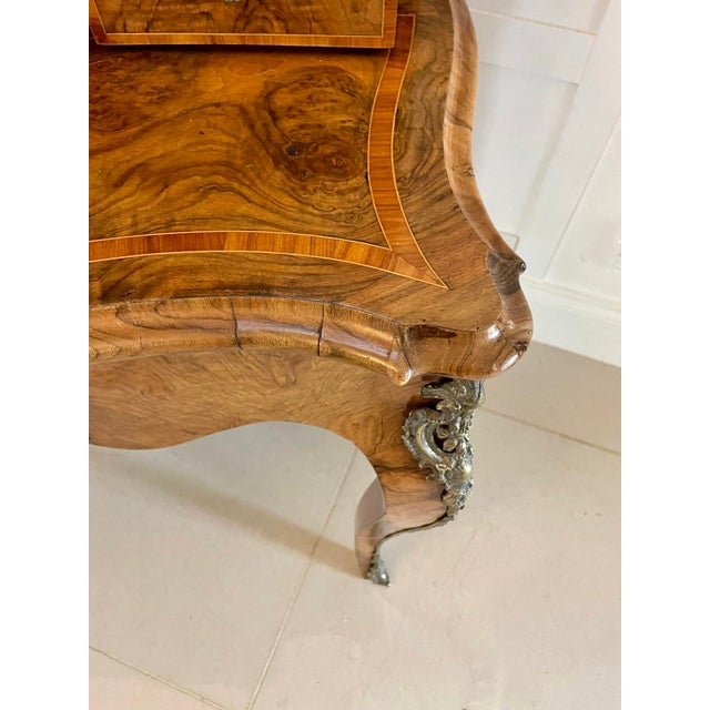 Victorian Burr Walnut Bonheur De Jour Writing Desk, 1860s For Sale - Image 12 of 15