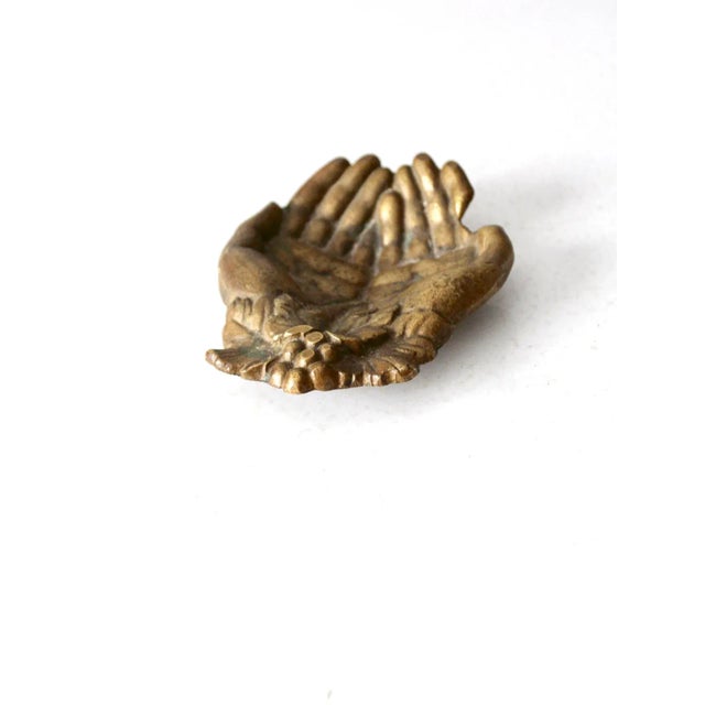 Mid-Century Modern Vintage Cupped Hands Brass Dish For Sale - Image 3 of 7