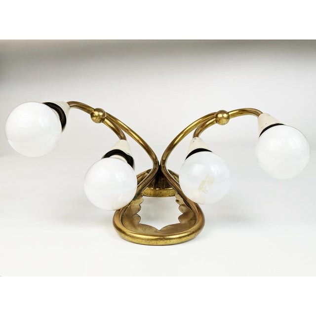 Ivory Metal and Brass Four-Light Wall Lamps, 1950s, Set of 4 For Sale - Image 15 of 18