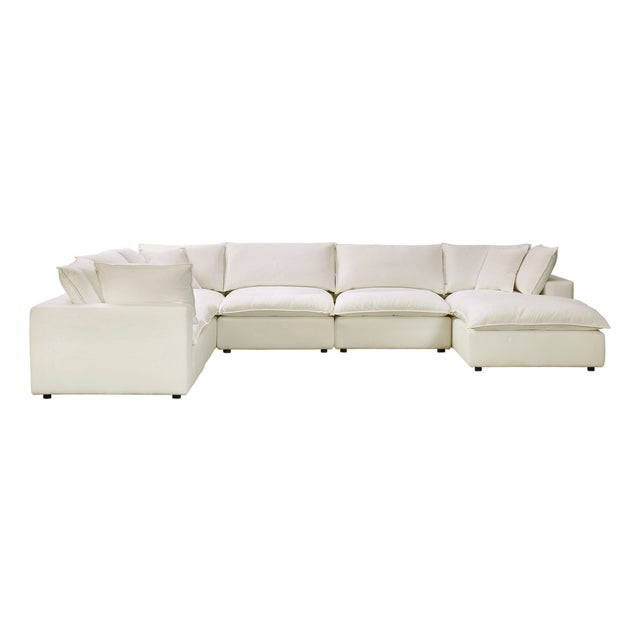 Cali Natural 7-Piece Performance Fabric Modular Large Chaise Sectional For Sale