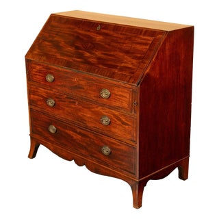 Fine Antique Georgian Mahogany Sheraton Inlaid Secretary Desk Bureau Chest 1780 For Sale